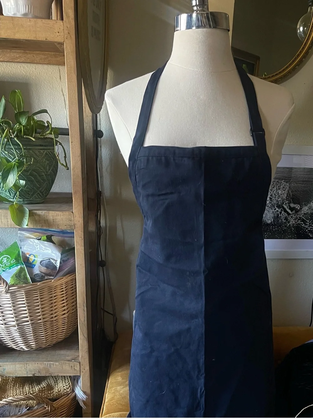 Solid navy blue unisex cooking kitchen or craft artist apron